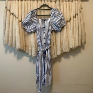 J. Crew Cottage Belted dress, Blue/White Stripe, Sz S
